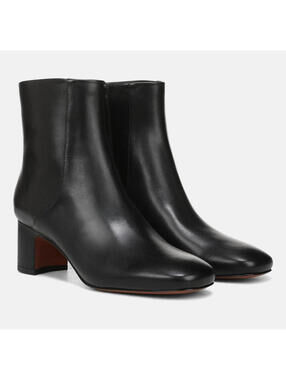 435$ Vince Kellan Leather Block Heel Ankle Boots Women's Size 5 US / 35 EU Black